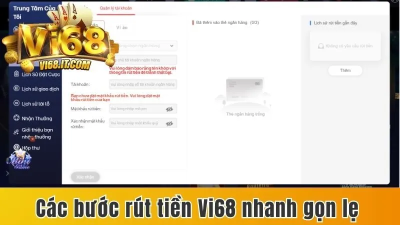Các bước rút tiền Vi68 nhanh gọn lẹ 